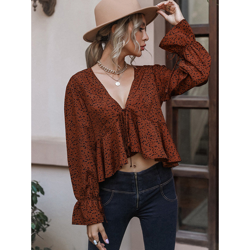 Navel Ruffled Irregular Top