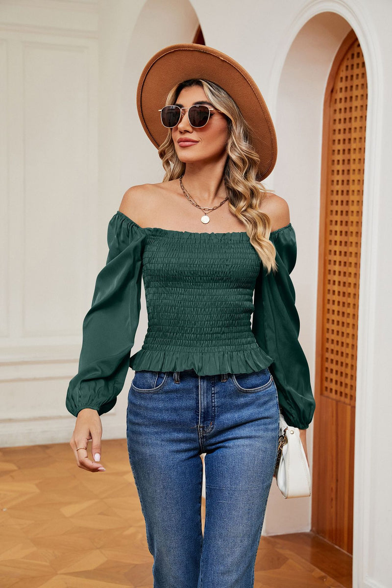 Off-shoulder Slim Long Sleeve Top