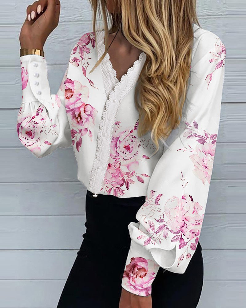 Printed Lace Casual Shirt