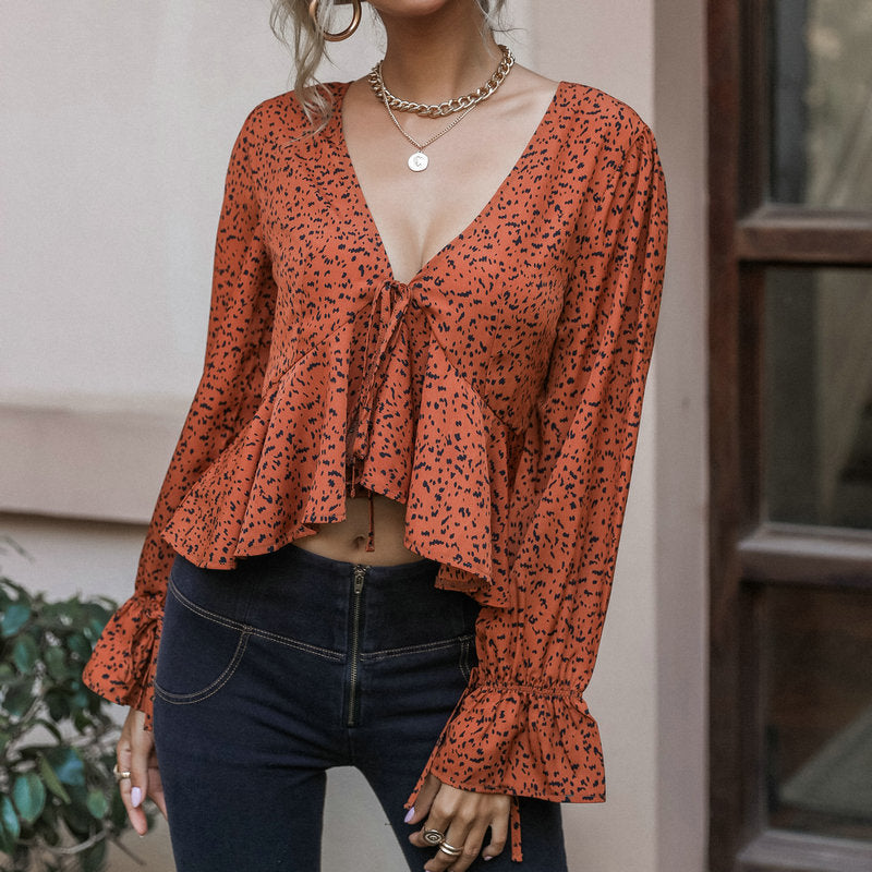 Navel Ruffled Irregular Top