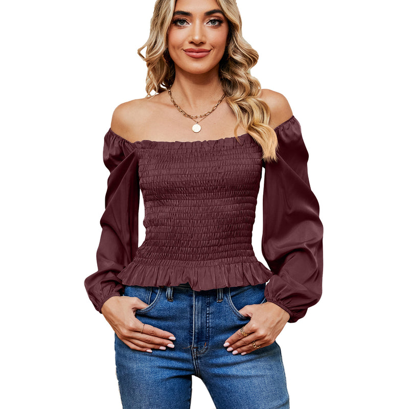 Off-shoulder Slim Long Sleeve Top