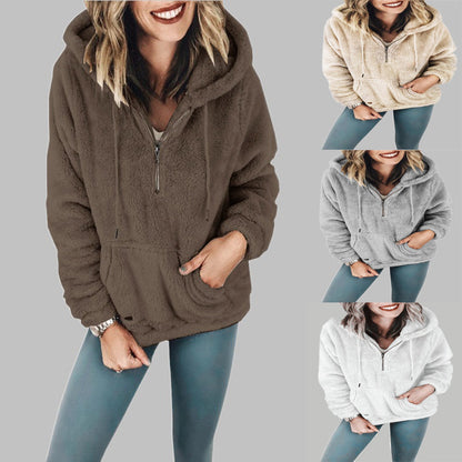 Winter style warm hooded top