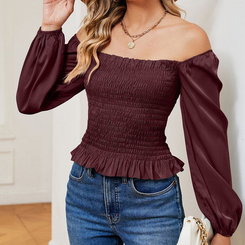 Off-shoulder Slim Long Sleeve Top