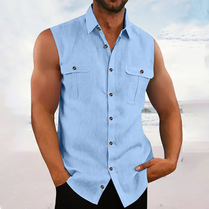 Casual Solid Color Sleeveless Shirt