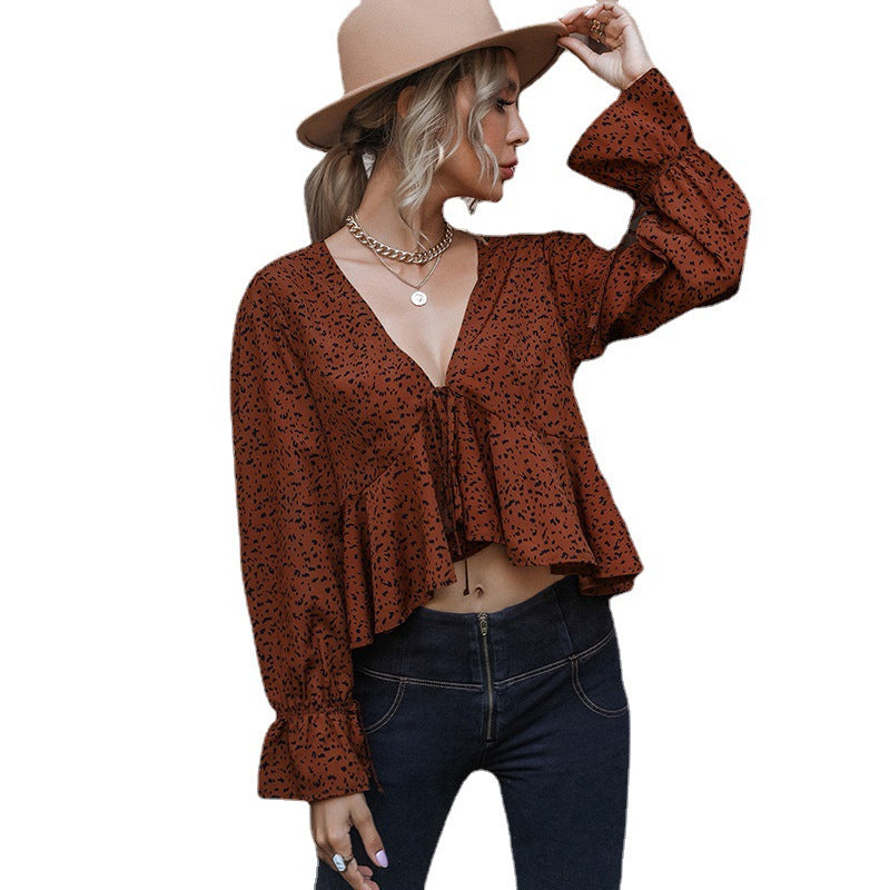 Navel Ruffled Irregular Top