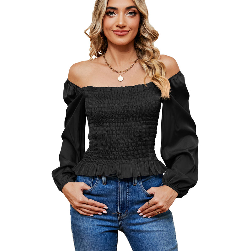 Off-shoulder Slim Long Sleeve Top