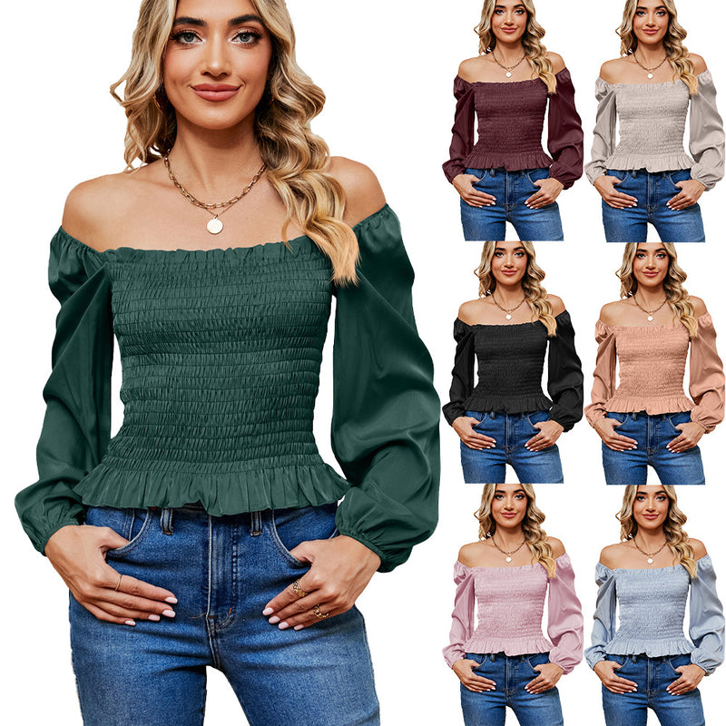 Off-shoulder Slim Long Sleeve Top