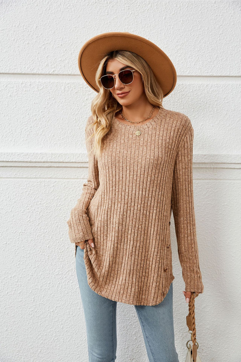 Autumn And Winter Long Sleeve Button Top