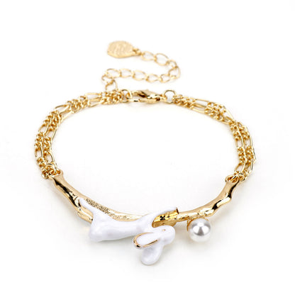 Pearl Painting Oil Rabbit Bracelet