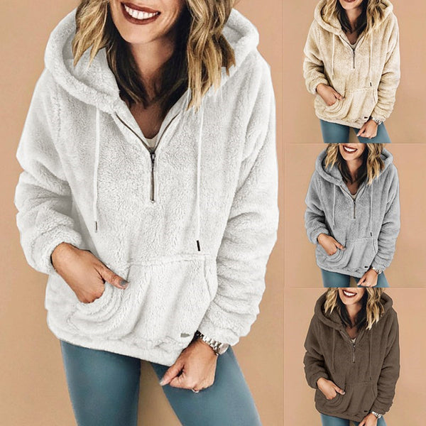 Winter style warm hooded top