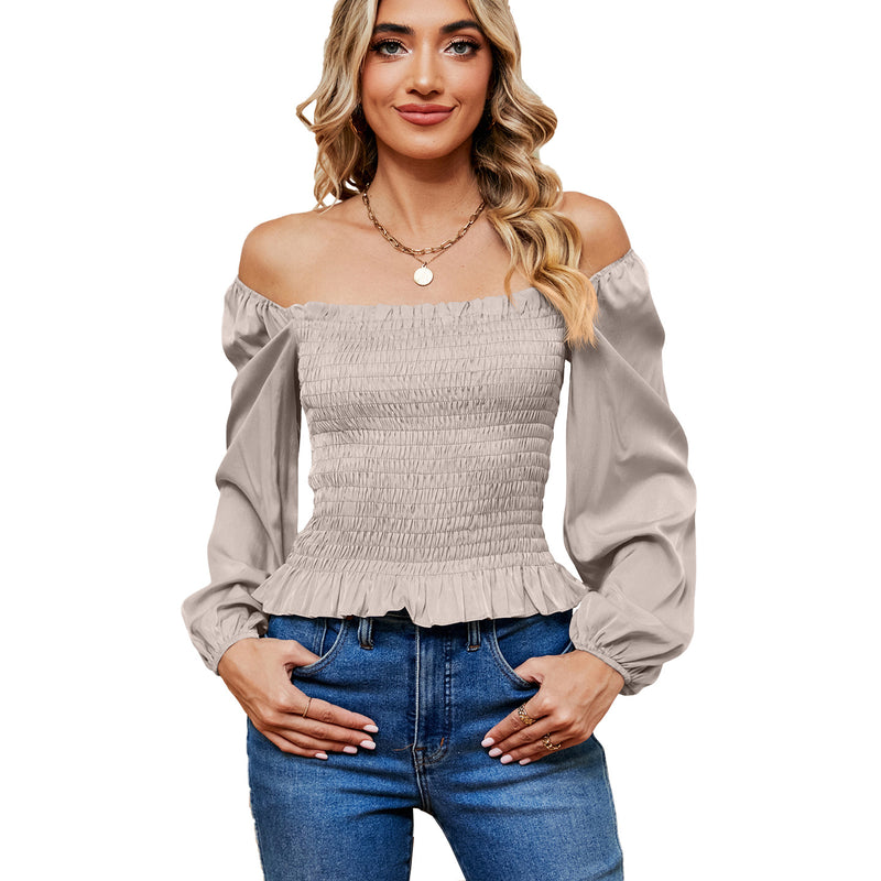 Off-shoulder Slim Long Sleeve Top