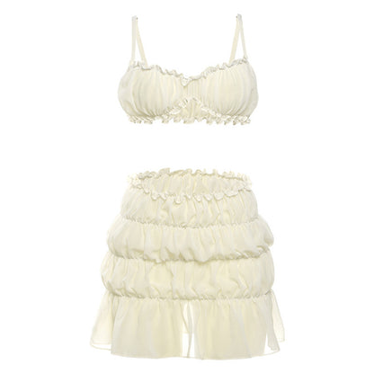 Sling Backless Pleated Skirt Two-piece