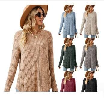 Autumn And Winter Long Sleeve Button Top