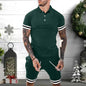 Mens Short Sets 2 Piece Outfits Polo Shirt