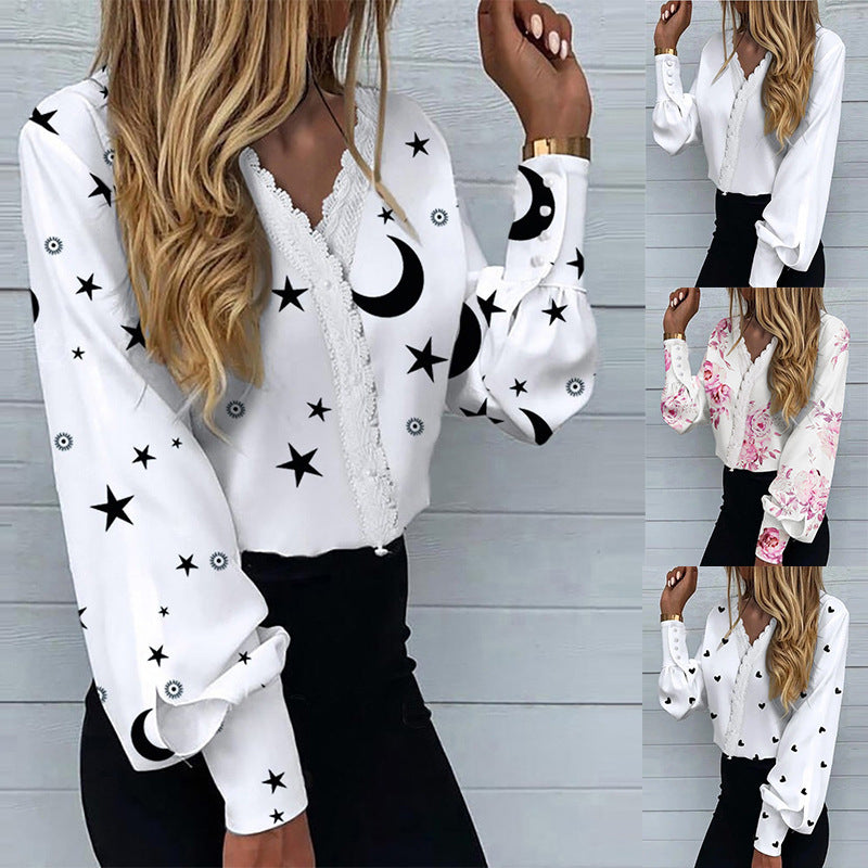 Printed Lace Casual Shirt