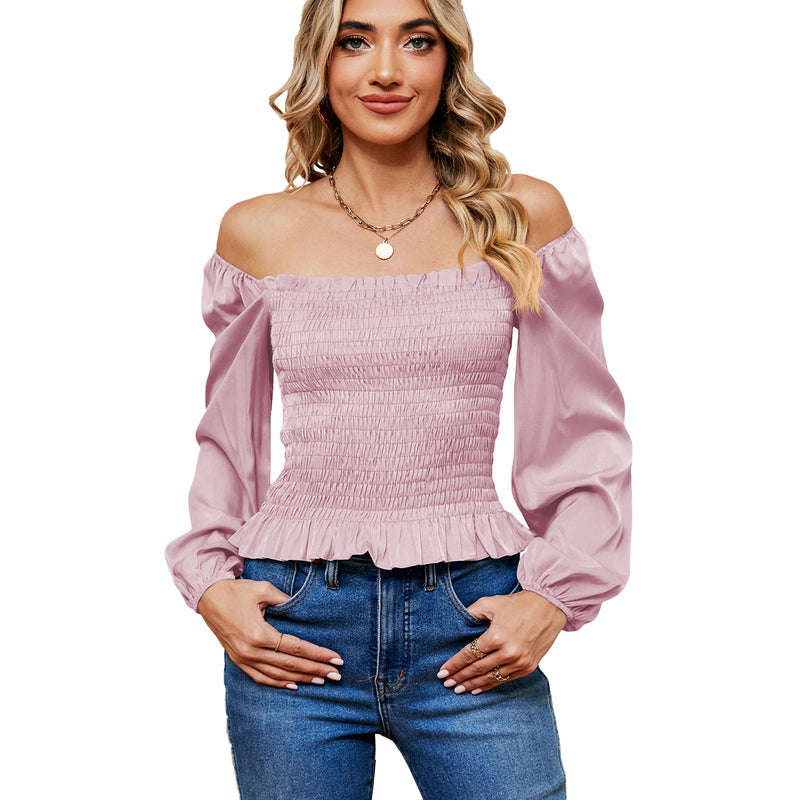 Off-shoulder Slim Long Sleeve Top