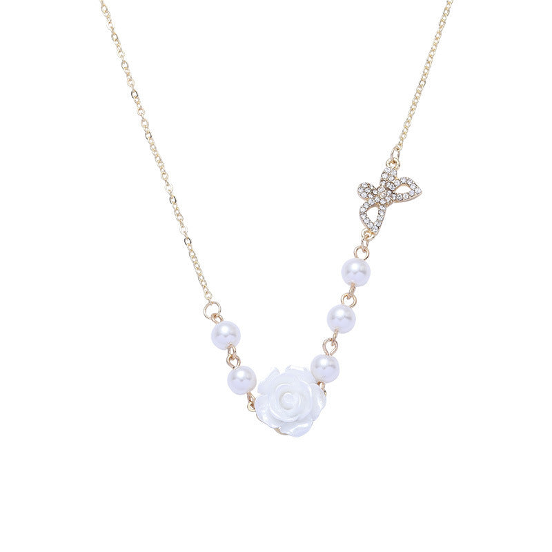 Vintage Rose Flower Necklace