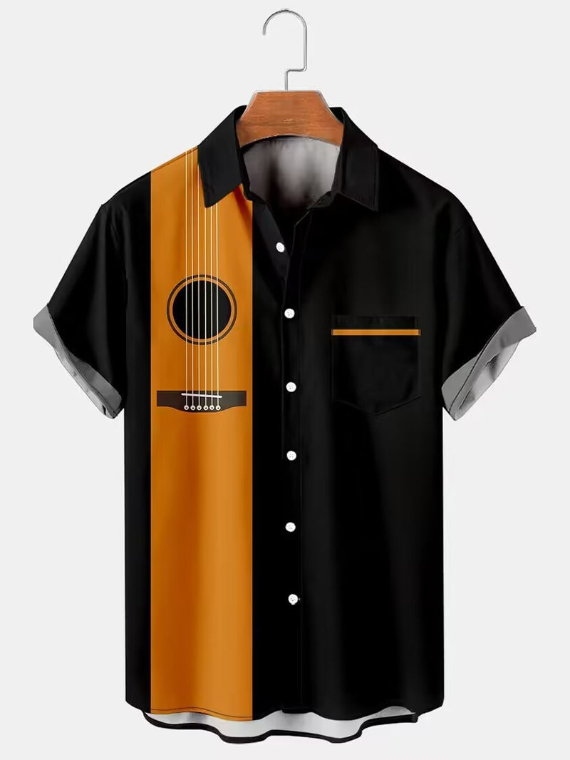 Casual Cozy Music Bowling Shirt