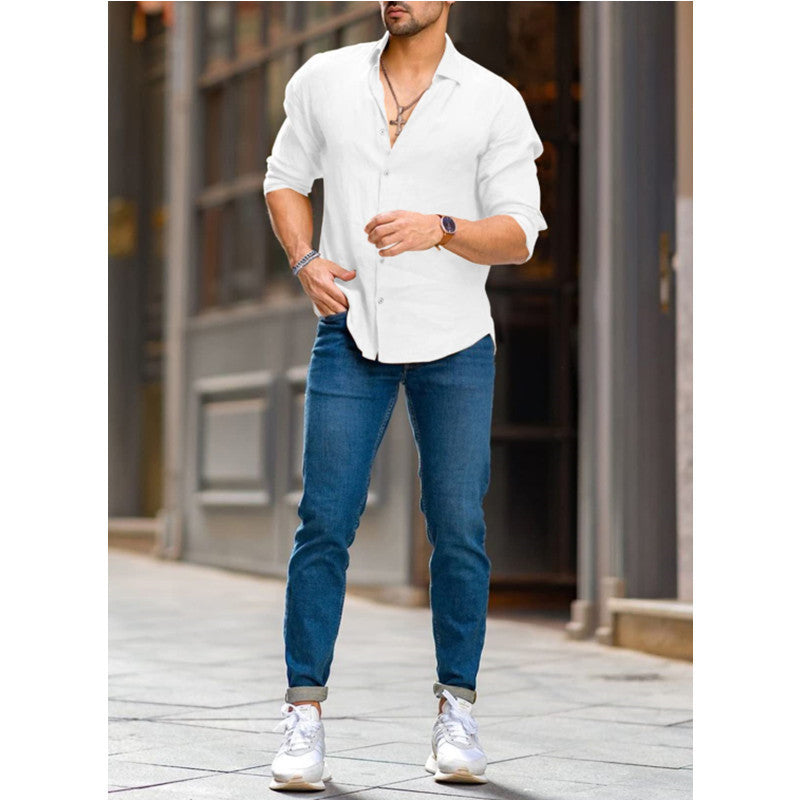 Loose Popular Solid Color White Shirt