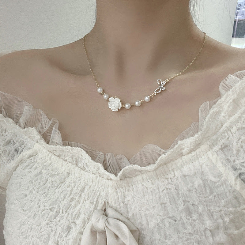 Vintage Rose Flower Necklace