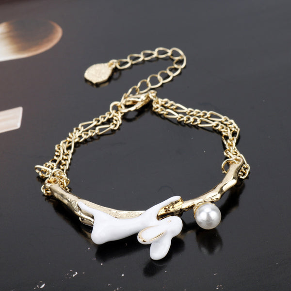 Pearl Painting Oil Rabbit Bracelet