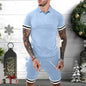 Mens Short Sets 2 Piece Outfits Polo Shirt