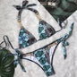 Snake Print Backless Bikini