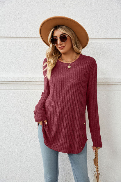 Autumn And Winter Long Sleeve Button Top