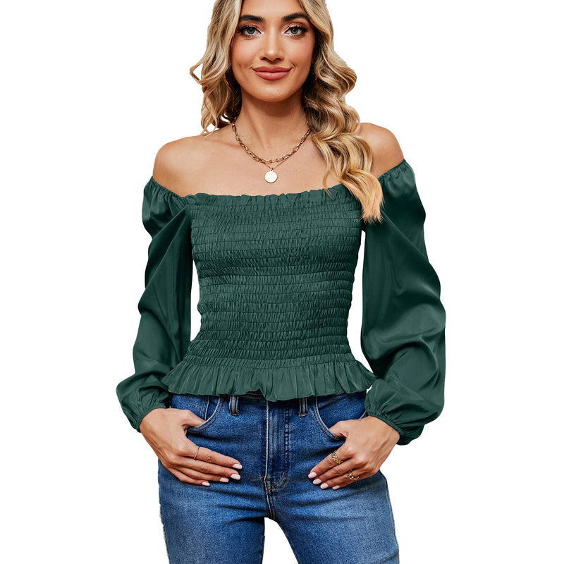 Off-shoulder Slim Long Sleeve Top