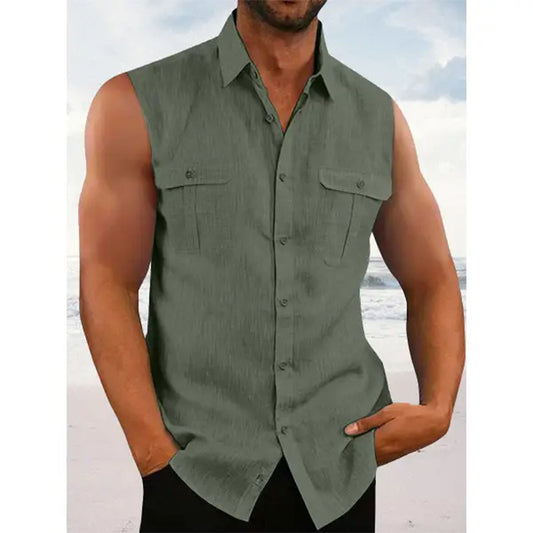 Casual Solid Color Sleeveless Shirt