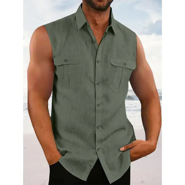 Casual Solid Color Sleeveless Shirt